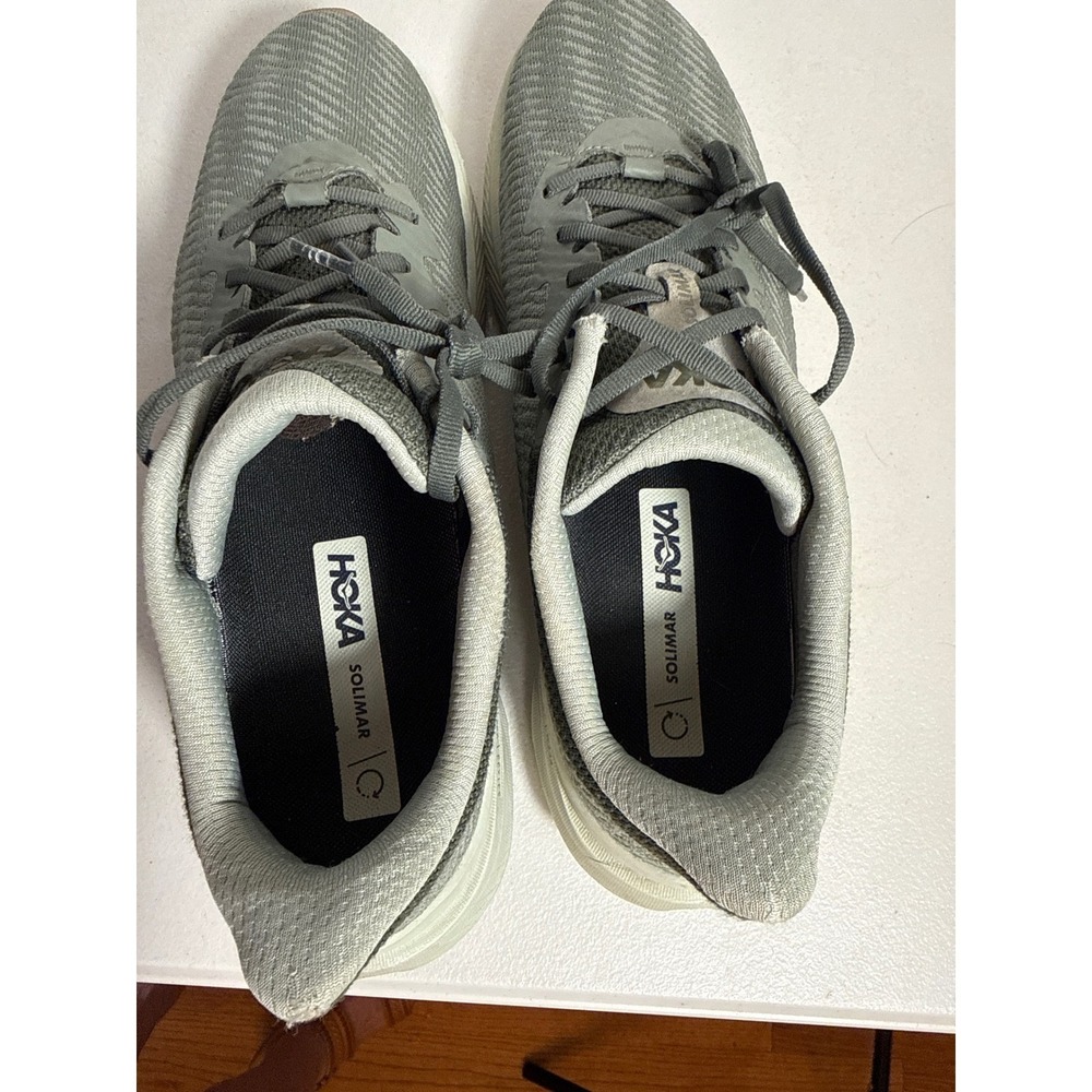 Hoka Solimar Mens Running Shoes Grey White Gum Sole Trainers 1123074 - Picture 10 of 12
